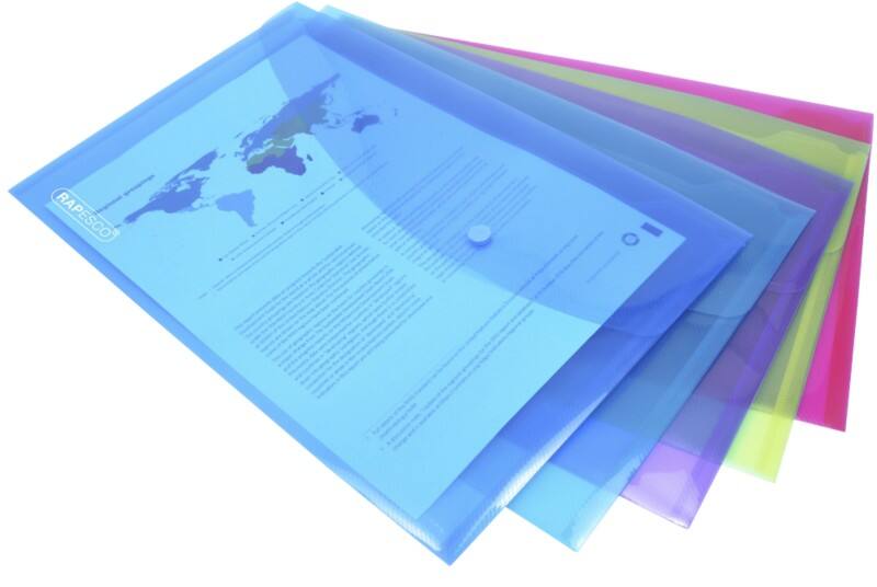Pochette porte-documents Rapesco A4 Bouton-pression PP (Polypropylène) 24,3 (L) x 0,2 (P) x 35,4 (H) cm Assortiment 5 Unités