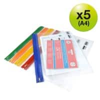 Rapesco Zippi Bags Reissverschlussbeutel A4+ PP (Polypropylen) 37 (B) x 1,3 (T) x 26 (H) cm Farbig assortiert 5 Stück