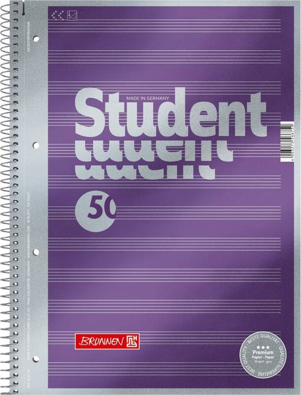 Cahier BRUNNEN A4 Ligné Reliure en spirale Carton Violet Perforé 100 Pages 50 Feuilles