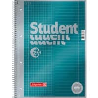 BRUNNEN Student Premium Collegeblock DIN A4 Liniert Spiralbindung Pappkarton Türkis Perforiert 160 Seiten 80 Blatt