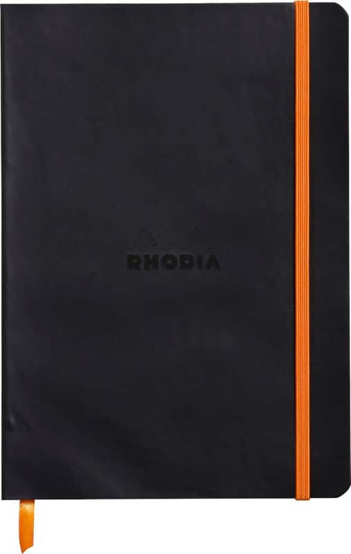 Cahier Rhodia A5 Ligné Collé Reliure latérale Couverture souple Noir 160 Pages 80 Feuilles