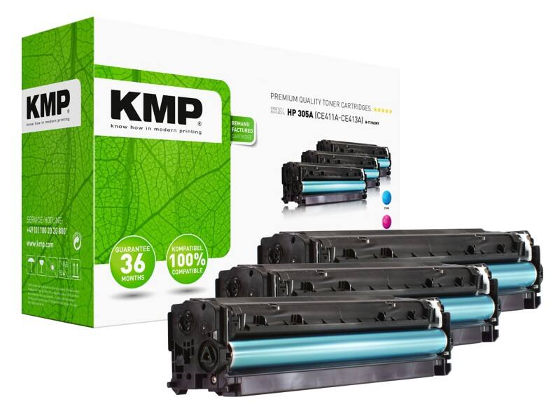 Toner KMP HP 305A Cyan, magenta, jaune CF370AM Multipack 3 Unités