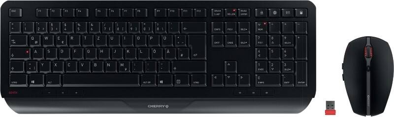 Cherry Tastatur-Maus-Set Gentix Desktop QWERTZ Schwarz mit Wireless Nano-USB-Empfänger
