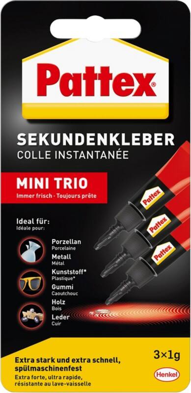 Pattex Alleskleber Permanent Flüssig Transparent Gel 3 Stück à 1 g