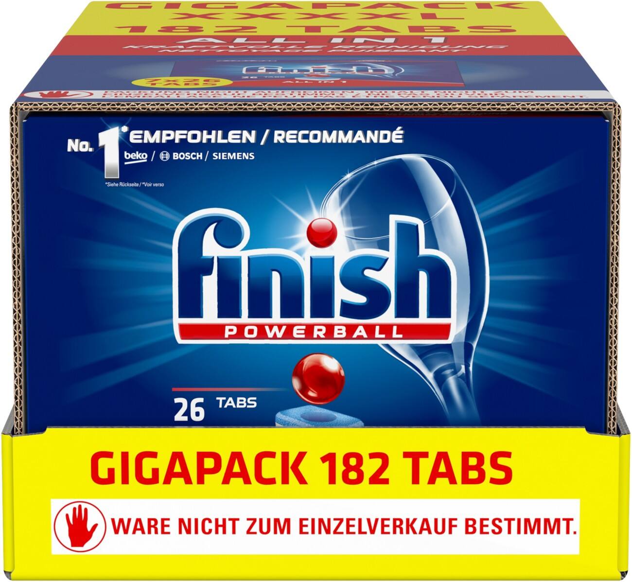 Tablettes pour lave-vaisselle Finish tout-en-un Gigapack 7 x 26 tablettes