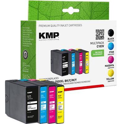 KMP Kompatibel Canon PGI-2500XL BK/C/M/Y Tintenpatrone Schwarz, Cyan, Magenta, Gelb Multipack 4 Stück