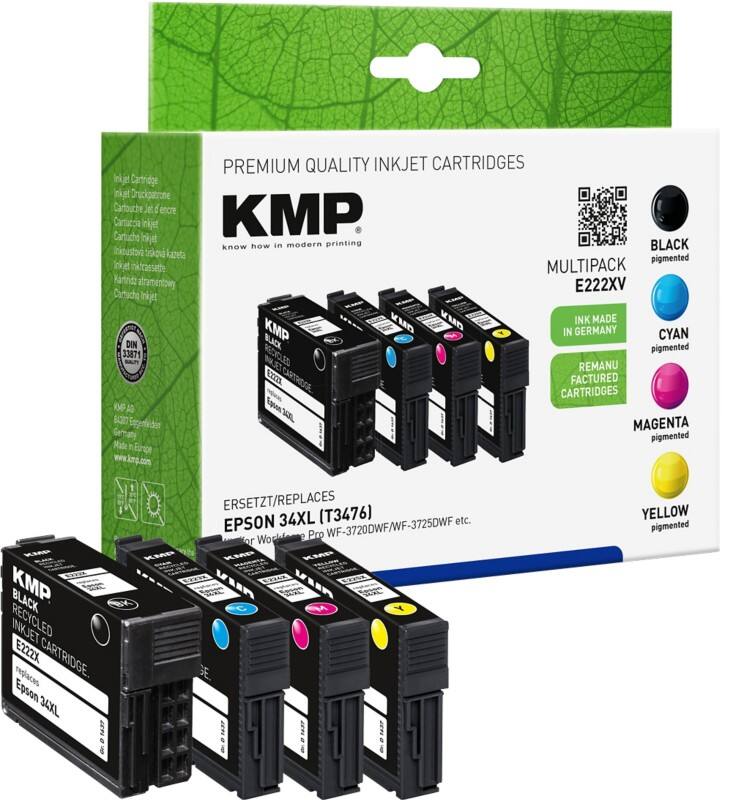 Cartouche jet d’encre KMP Compatible Epson 34XL Noir, cyan, magenta, jaune C13T34764010 Multipack 4 Unités