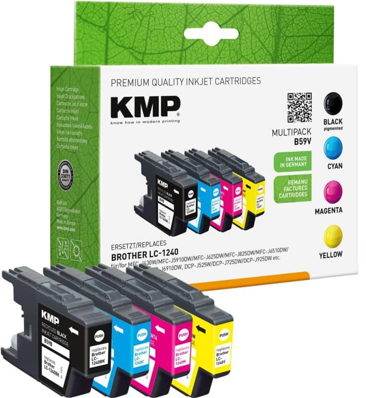KMP Kompatibel Brother LC1240VALBP Tintenpatrone Schwarz, Cyan, Magenta, Gelb