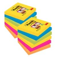 Post-itRio Super Sticky Haftnotizen 76 x 76 mm Farbig Sortiert Quadratisch 12 Stück à 90 Blatt