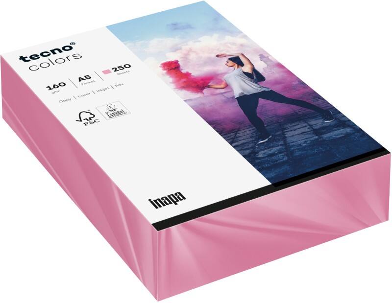 Papier couleur A5 tecno Rose 160 g/m² 250 Feuilles