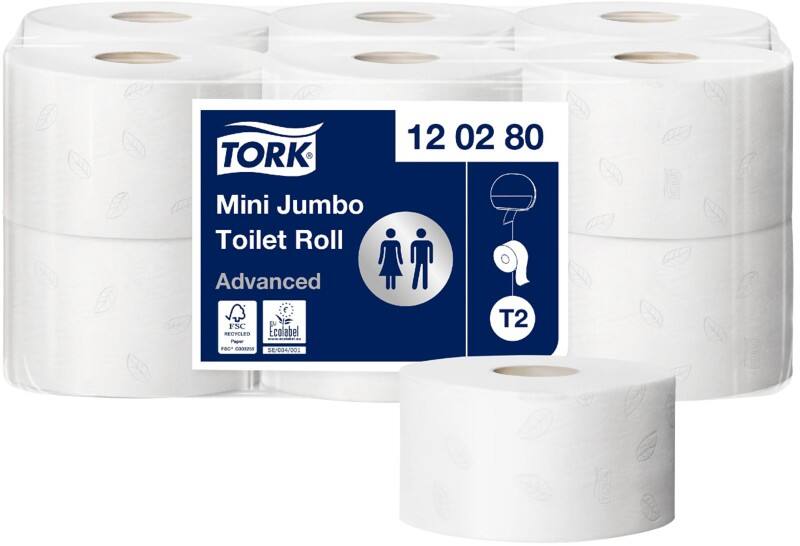 Papier toilette Tork T2 Advanced 2 épaisseurs 120280 12 Rouleaux de 850 Feuilles