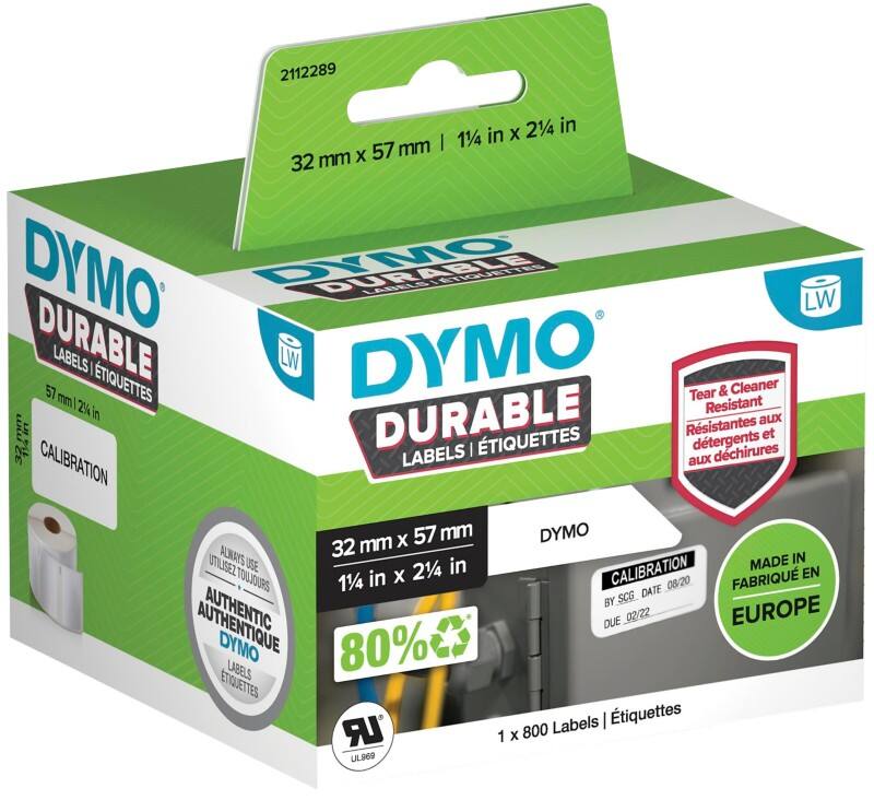 DYMO 2112289 LW Etiketten Original Selbsthaftend Schwarz auf Weiß 32 (B) x 57 (H) mm 800 Stück