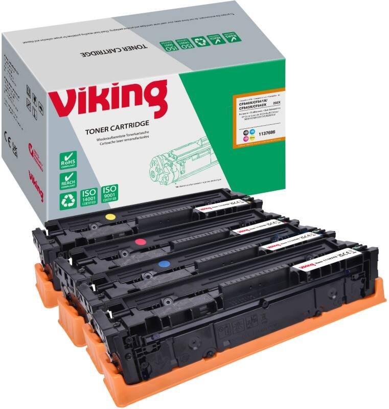 Viking 203X Kompatibel HP Tonerkartusche CF540X / CF541X / CF543X / CF542X Schwarz, Cyan, Magenta, Gelb Multipack 4 Stück