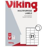 Étiquettes multifonctions Viking 67514 coins carrés Blanc 100 Feuilles de 21 Étiquettes