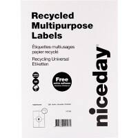 Niceday Recycelte Multifunktionsetiketten 67544 Quadratische Ecken Weiß 80 Blatt à 4 Etiketten