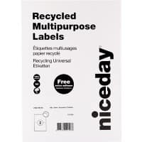 Niceday Recycelte Multifunktionsetiketten 67545 Quadratische Ecken Weiß 80 Blatt à 2 Etiketten