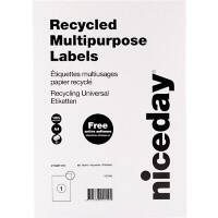 Niceday Recycelte Multifunktionsetiketten 67546 Quadratische Ecken Weiß 80 Blatt à 1 Etikett