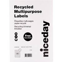 Niceday Recycelte Multifunktionsetiketten 67542 Abgerundete Ecken Weiß 80 Blatt à 65 Etiketten