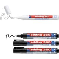 edding 360 Whiteboard-Marker Schwarz, Weiß Mittel Rundspitze 4 Stück