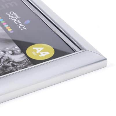 Seco A4 Deluxe Bilderrahmen mit Perspex Sicherheitsglas Silber