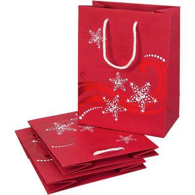Sigel Premium-Weihnachts-Geschenktüte Wave Rot, Weiss 23 x 10 x 17,5 cm 3 Stück
