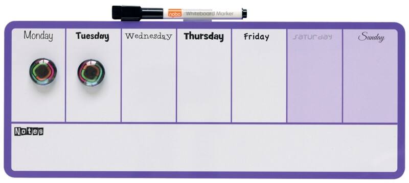 Planificateur hebdomadaire magnétique Nobo Mini 1904048 Fixation murale Acier laqué 360 x 140 mm Blanc, Violet