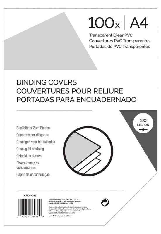 Couvertures de reliure A4 Transparent 100 unités