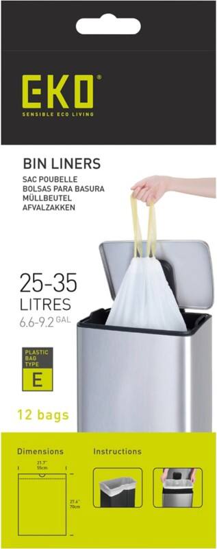 Sac-poubelle 35 L Blanc Polyéthylène 6 Rouleaux de 12 Unités