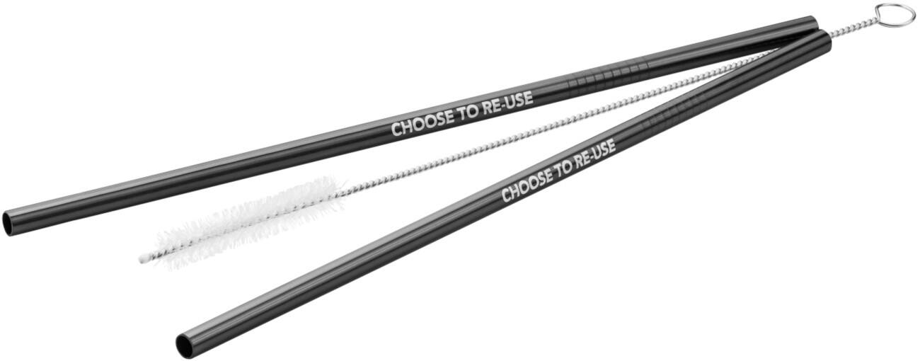 Pailles Ecoffee Cup réutilisables avec brosse Acier inoxydable Noir 2 unités