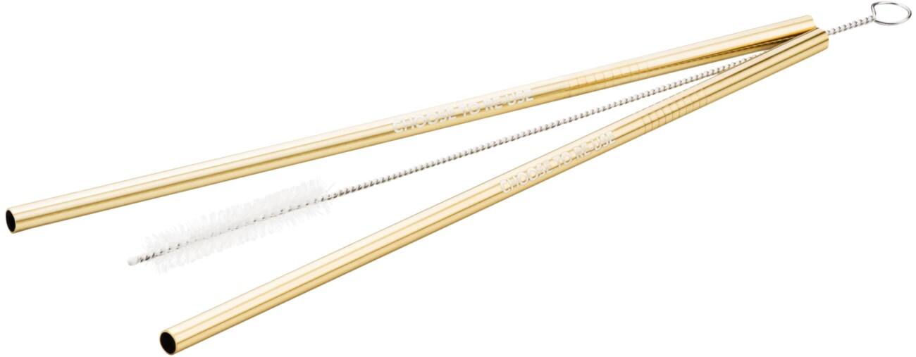 Pailles Ecoffee Cup réutilisables avec brosse Acier inoxydable Doré 2 unités