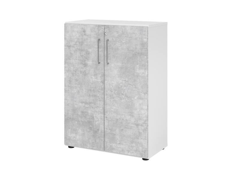 Hammerbacher Schrank Spanplatte 2 Fachböden abschließbar  Beton Weiß