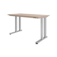 Bureau assis-debout Hammerbacher Rectangulaire Noyer Aggloméré Argenté C-Pied 160 x 80 cm