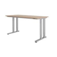 Hammerbacher Elektrisch Höhenverstellbar Schreibtisch Rechteckig Walnuss Spanplatte Silber C-Fuß 180 x 80 cm