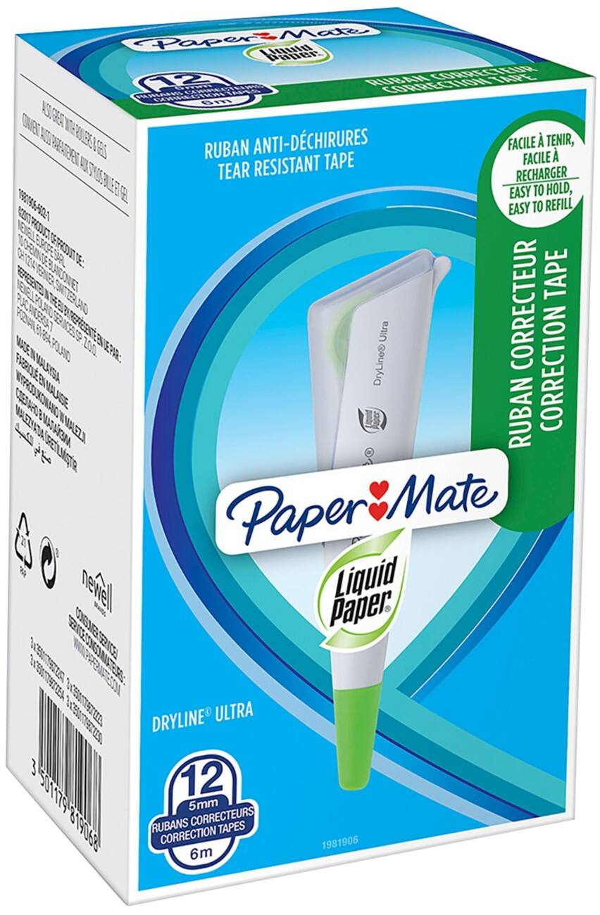 Ruban correcteur Paper Mate Blanc 5 mm x 6 m 12 unités