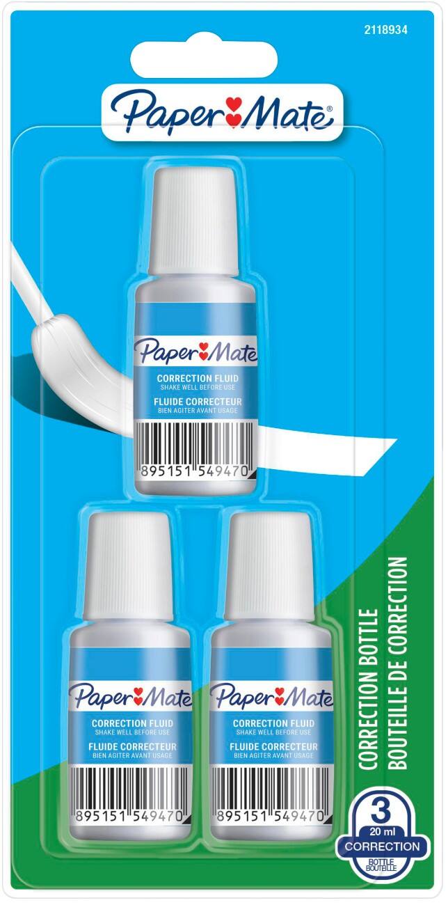 Correcteur liquide Paper Mate Blanc 3 unités