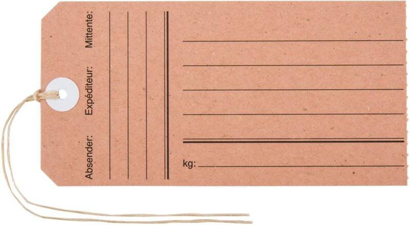 Biella Adressanhänger mit Schnur Braun 500 Stück