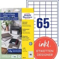 Avery Zweckform Universaletiketten 3666-10 38 x 21,2 mm Weiss 10 Blatt à 65 Etiketten