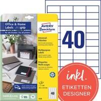 Avery Zweckform Universaletiketten 6126 48,5 x 25,4 mm Weiss 10 Blatt à 40 Etiketten