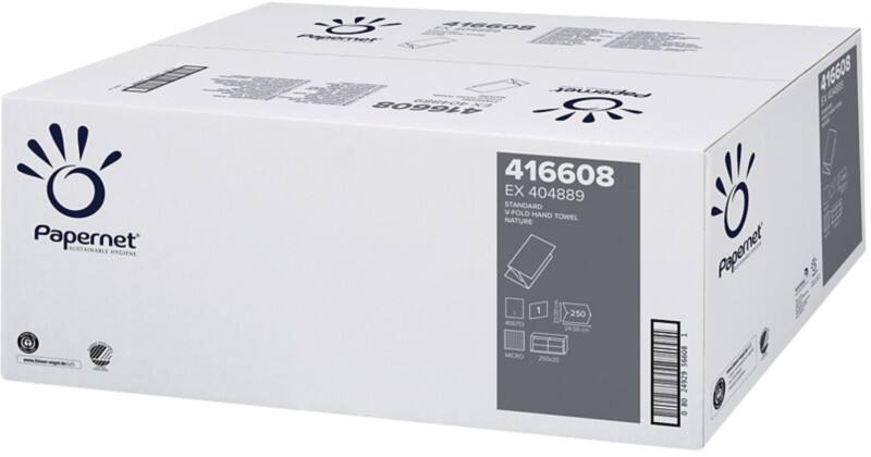 Essuie-mains Papernet Standard Pliage en V Naturel 1 épaisseur 416608 20 Unités de 250 Feuilles