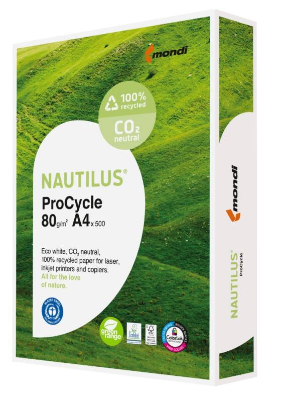 Papier imprimante Nautilus ProCycle A4 80 g/m² Lisse Blanc 500 Feuilles