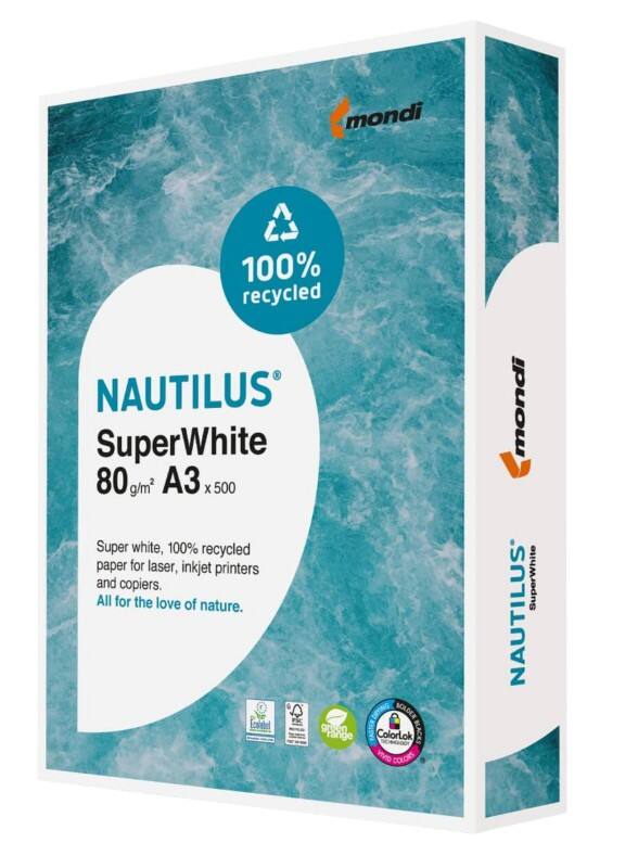 Papier imprimante Nautilus SuperWhite A3 80 g/m² Lisse Blanc 500 Feuilles