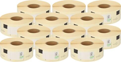 Zolemba Kompatibel Brother DK-11201 Kompatibel Adressetiketten Selbstklebend Weiss 29 x 29 mm 12 Rollen à 400 Etiketten