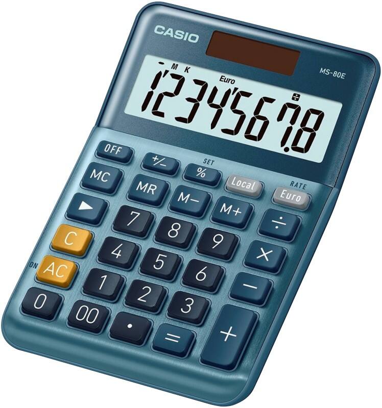 Casio Tischrechner MS-80E Digitalanzeige Blau