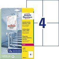 Étiquettes antimicrobiennes Avery L8003-10 210 x 297 mm Blanc 10 feuilles de 4 étiquettes