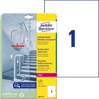 Avery Zweckform Antimikrobiell Laser Etiketten L8011-10 Selbsthaftend A4 Transparent 210 x 297 mm 10 Blatt à 1 Etikett