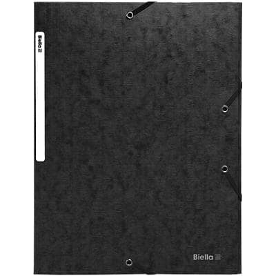 Biella Mappe mit Gummiband A4 Schwarz Karton 26 x 33,5 x 0,5 cm Packung mit 25 Stück
