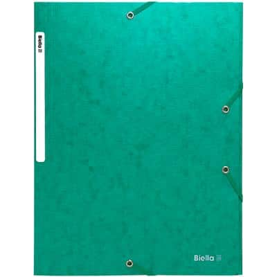 Biella Mappe mit Gummiband A4 Grün Karton 26 x 33,5 x 0,5 cm Packung mit 25 Stück