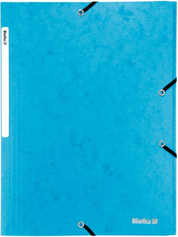 Biella Mappe mit Gummiband A4 Hellblau Karton 23,6 x 31,8 x 0,5 cm Packung mit 25 Stück