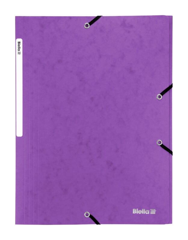 Biella Mappe mit Gummiband A4 Violett Karton 24,2 x 31,8 x 0,5 cm Packung mit 25 Stück
