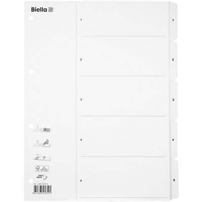 Répertoire Biella avec Smart Index repliable A4 Blanc 5 onglets Carton 1 à 5 Paquet de 25